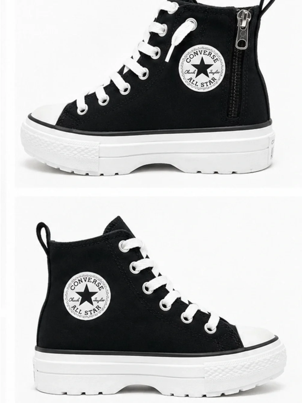 NWOB Converse Kids Black and White High-Top Platform Sneakers